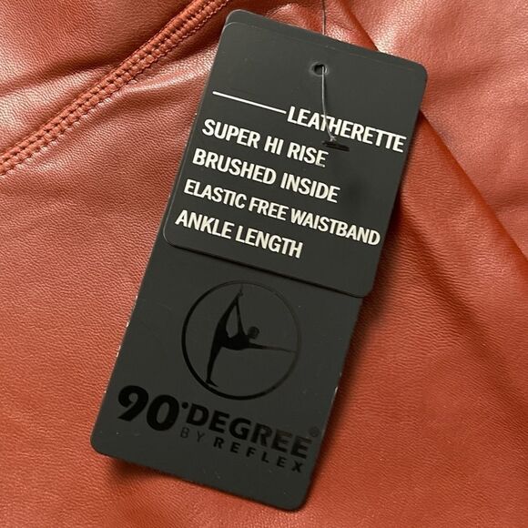 90 Degree By Reflex High Waist High Shine Faux Leather Super High Waist Leggings - Picture 6 of 7